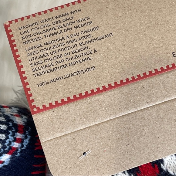 ♥️ELLEN DENGENERES hat and scarf fringe Pom Pom SET KINDNESS Navy Red Set - Picture 6 of 10